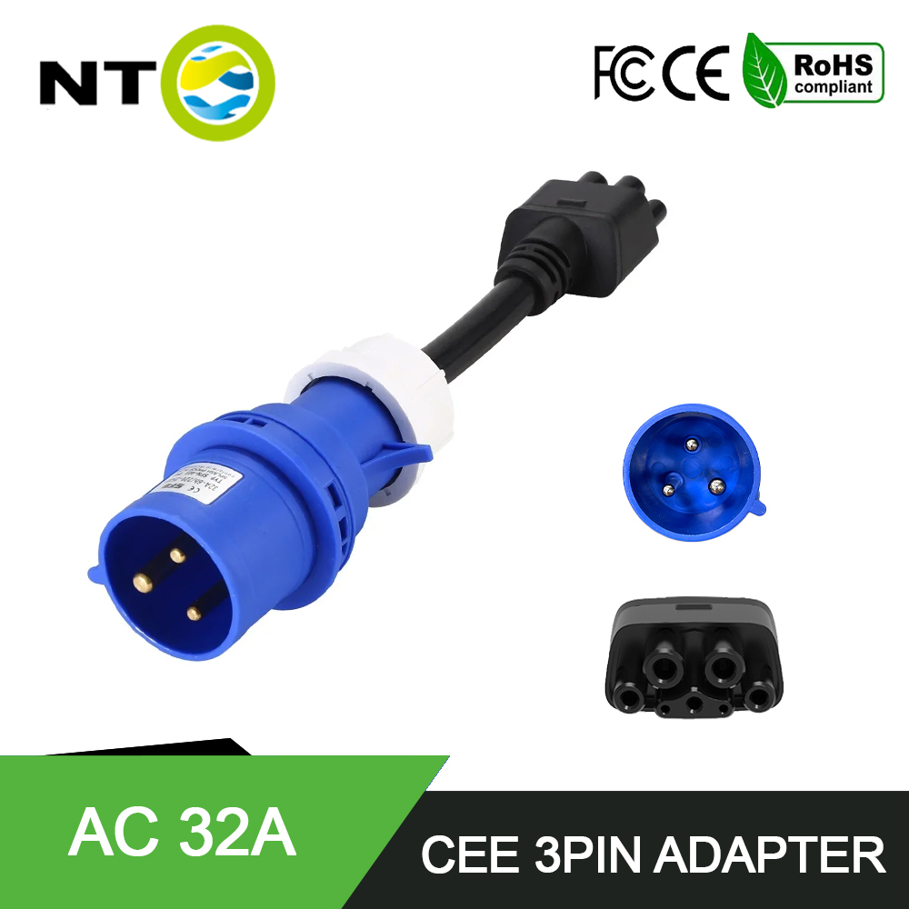 NTO CEE 3 ピン ブルー アダプター テスラ モデル S、3、X、Y 世代 2 Ev 充電器延長コード コネクタ 240V コンセント 32A と互換性があります