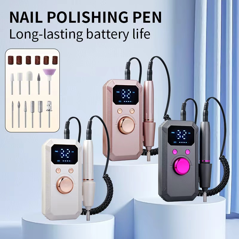 プロフェッショナル充電式電動ネイルファイラー、ポータブルコードレスネイルファイラー、高精細LEDディスプレイ、複数の速度設定、ネイルとペディキュアキット、研磨、ファイリング、および爪の除去に適しています