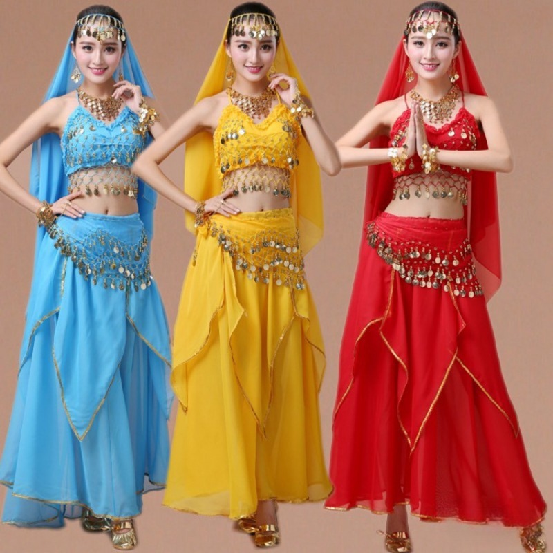 Belly Dance Performance Suit Indian Dance Performance Suit Bollywood Dress Adult Costume Women Oriental Sari indian arabic Dance