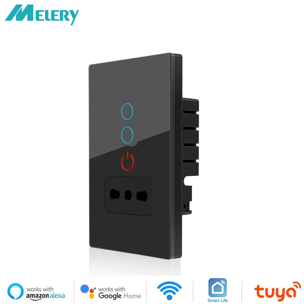 Melery 壁ソケット チリ イタリア ライト スイッチ Tuya Wifi スマート ライフ コンセント ガラス パネル プラグ インテリジェント リモコン by Alexa Google Home