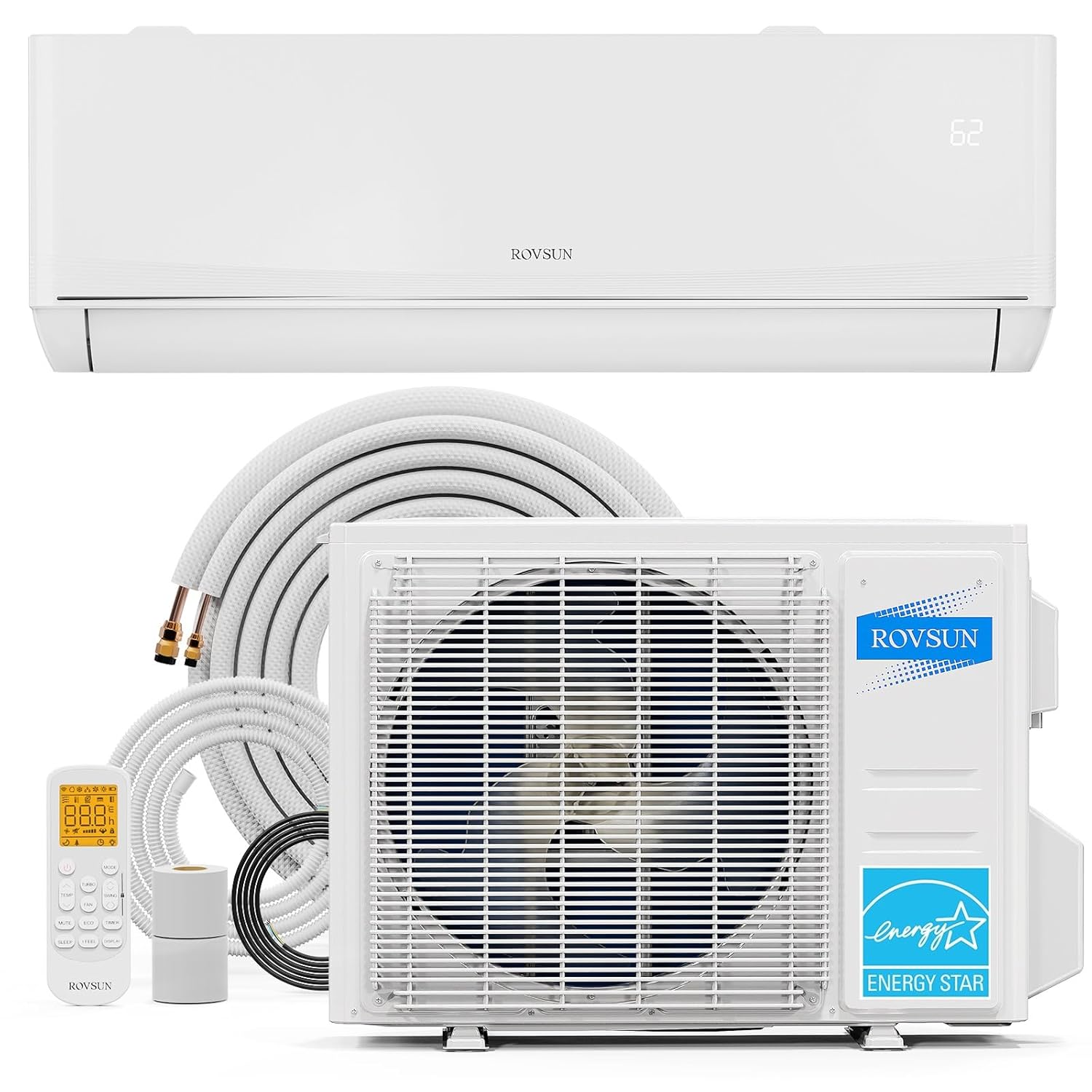 インバーター付き 9,000 BTU ミニ スプリット AC/暖房システム、24 SEER2 省エネ 115V ダクトレス スプリット システム エア、カスタマイズ