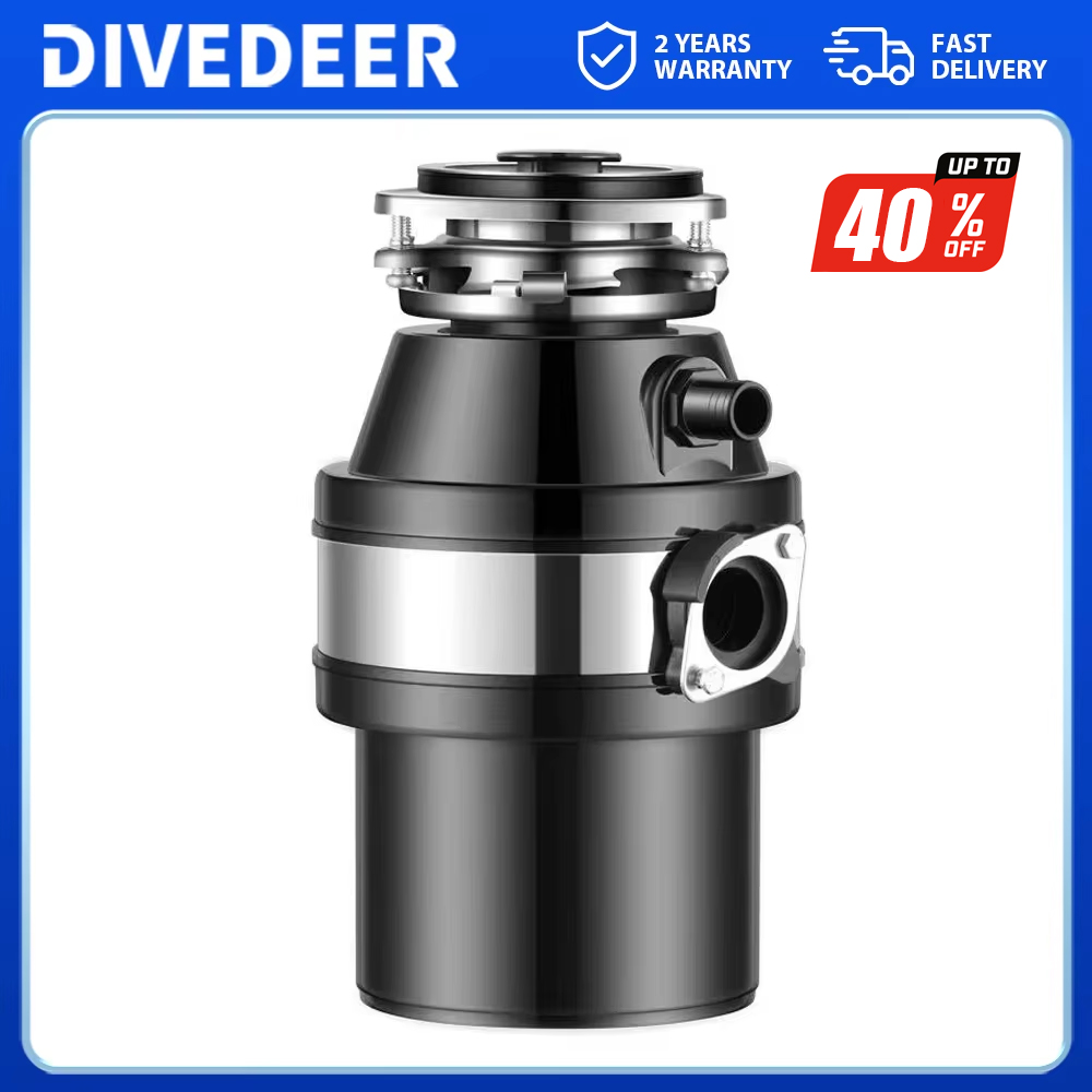 DIVEDEER 220V 560W 食品ゴミ処理ステンレス鋼クラッシャー廃棄物処理装置残留物プロセッサエアスイッチ簡単インストール