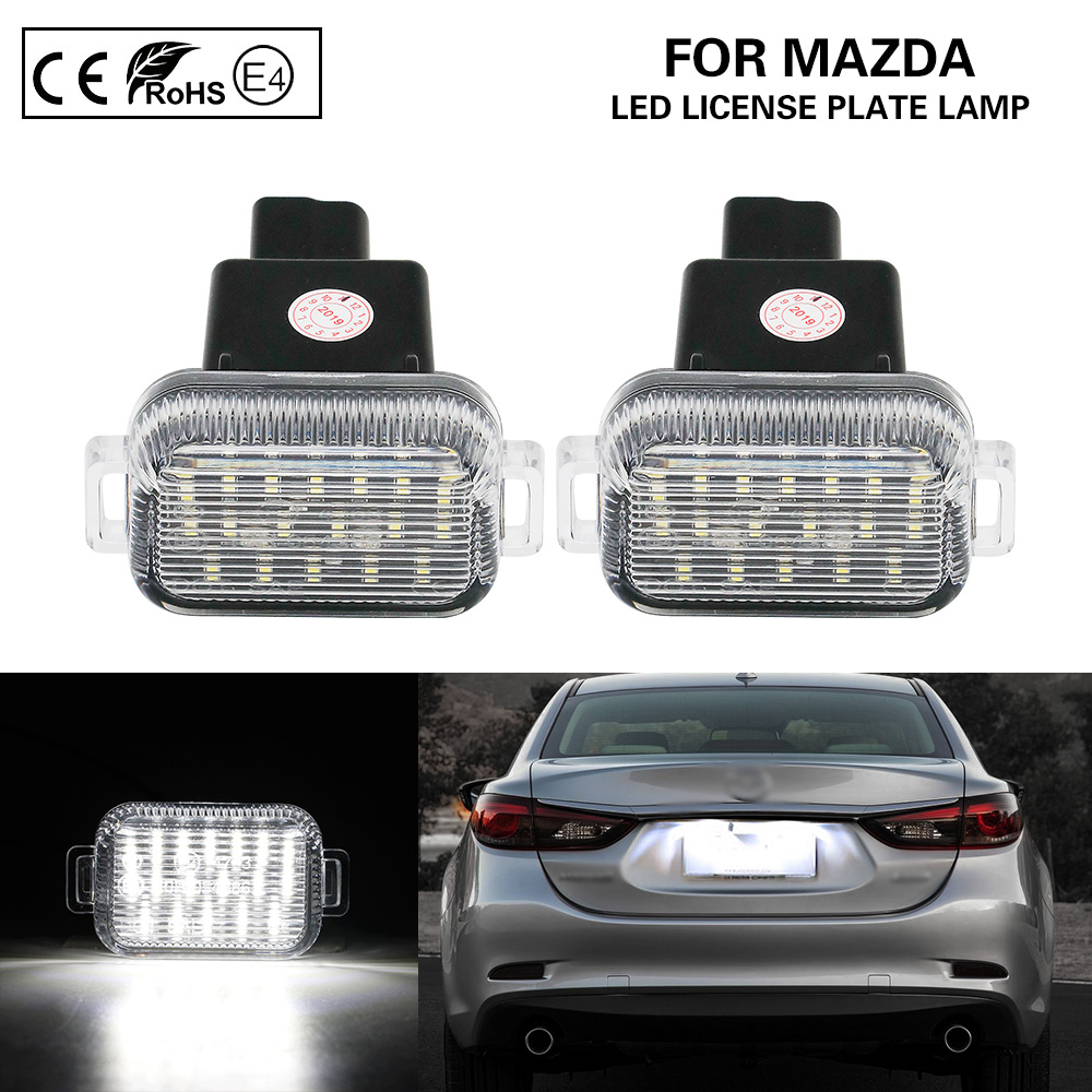 2 個 LED ナンバープレートランプマツダ A/T (別名マツダ 6) 2014 2015 2016 2017 アクセサリーエラーなしナンバープレートライト簡単インストール
