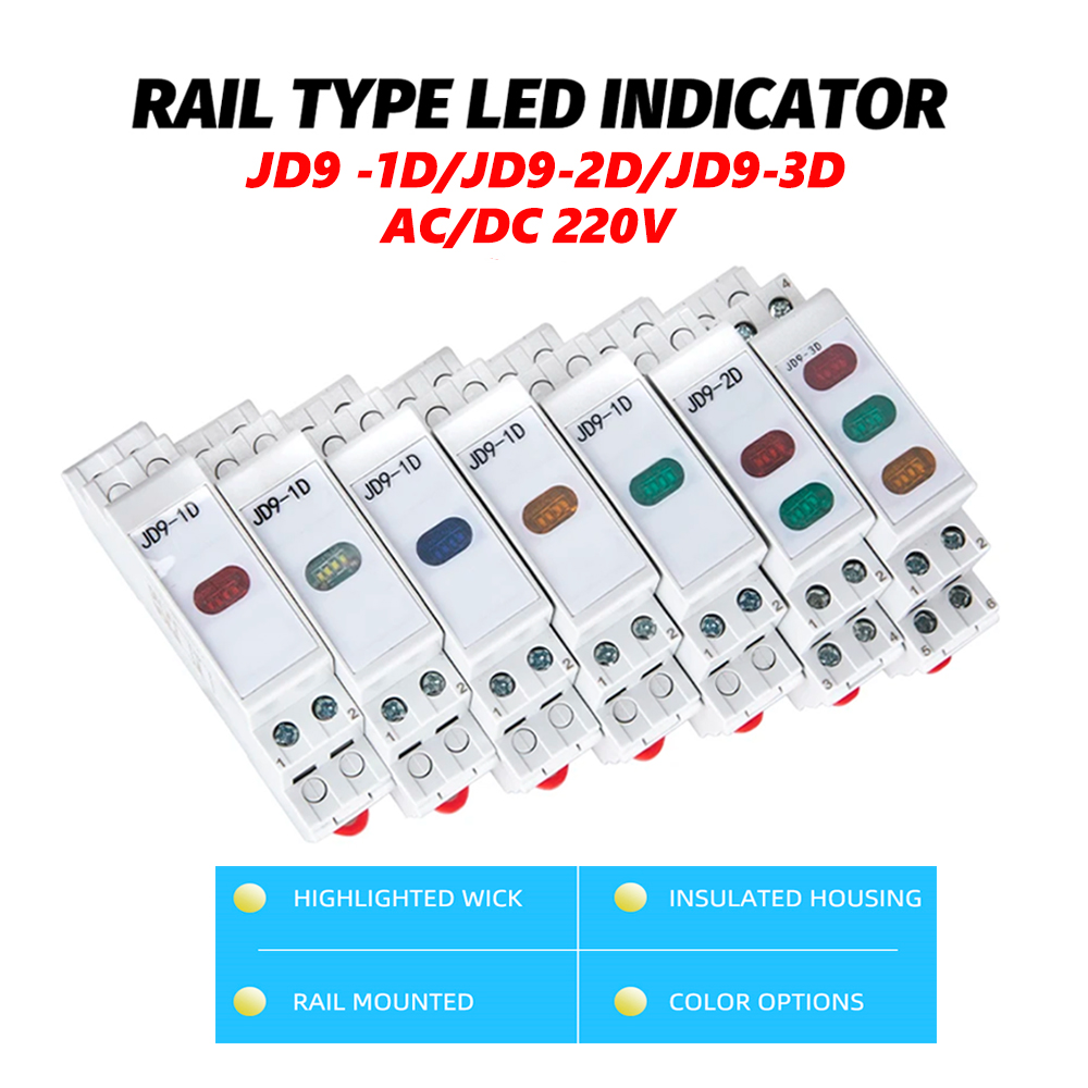 JD9 Din レールマウント LED 信号ランプモジュラーマルチカラー赤緑黄青 RG RGY AC 220V-240V 工業用インジケータライト