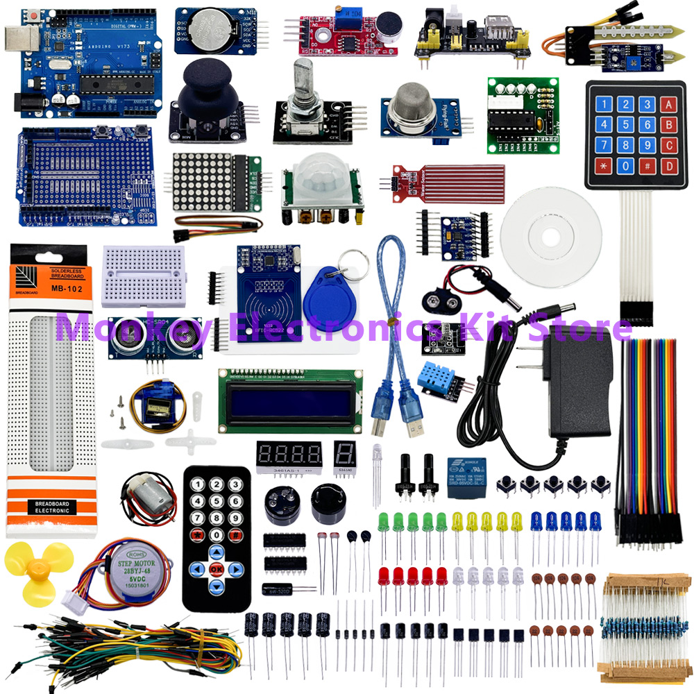 Arduino Uno/R3 ボードプログラミングプロジェクト用の最も完全なキット DIY エレクトロニクス研究所 ATmega328P 用スマート初心者キット