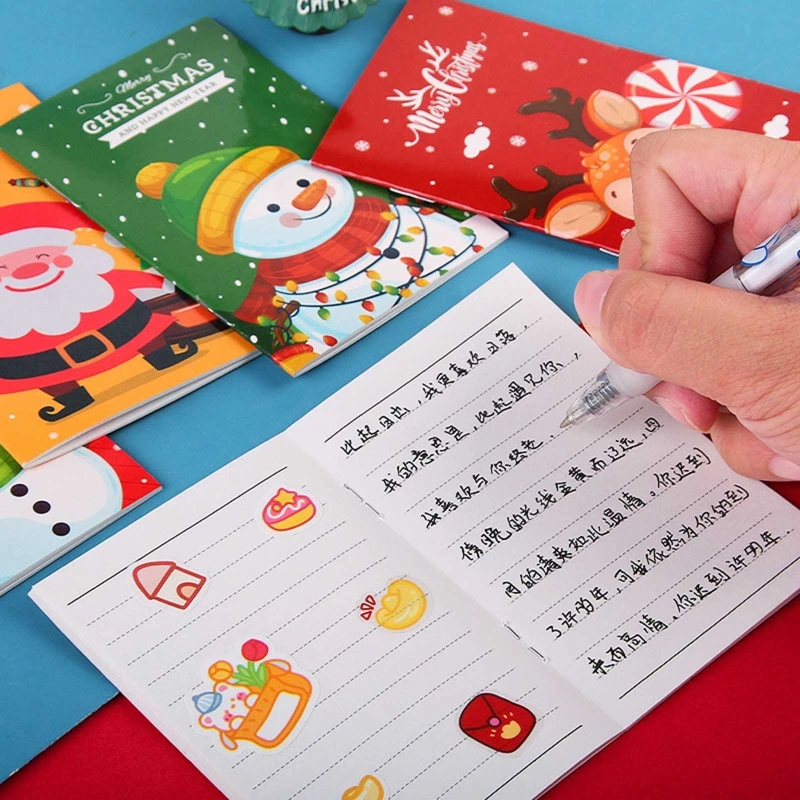 10冊セットの小さなクリスマスノート、ポケットノート、ミニノート、子供、学生、女の子、男の子へのクリスマスプレゼントに最適な小型ライティングパッド
