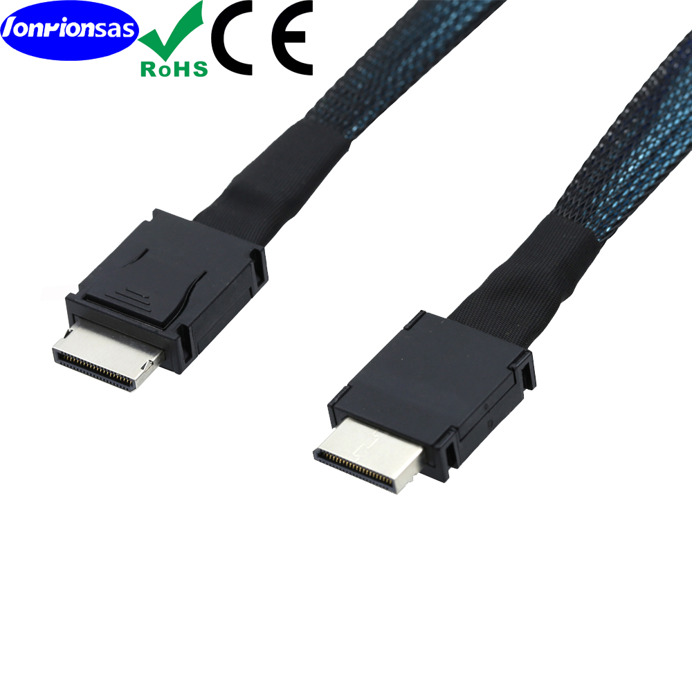 OcuLink PCIe PCI-Express SFF-8611 4i to OcuLink SFF-8611 4i SSDデータアクティブケーブル 0.5m/1.0m