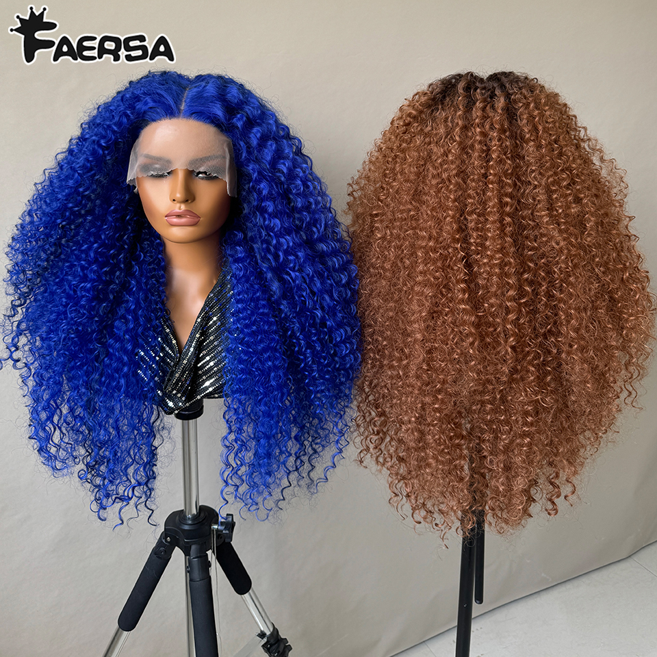 24 インチジェリーカール合成レースウィッグオンブルブルゴーニュ変態カーリーウィッグアフロ女性黒 Latisha レースフロントウィッグ女性のための