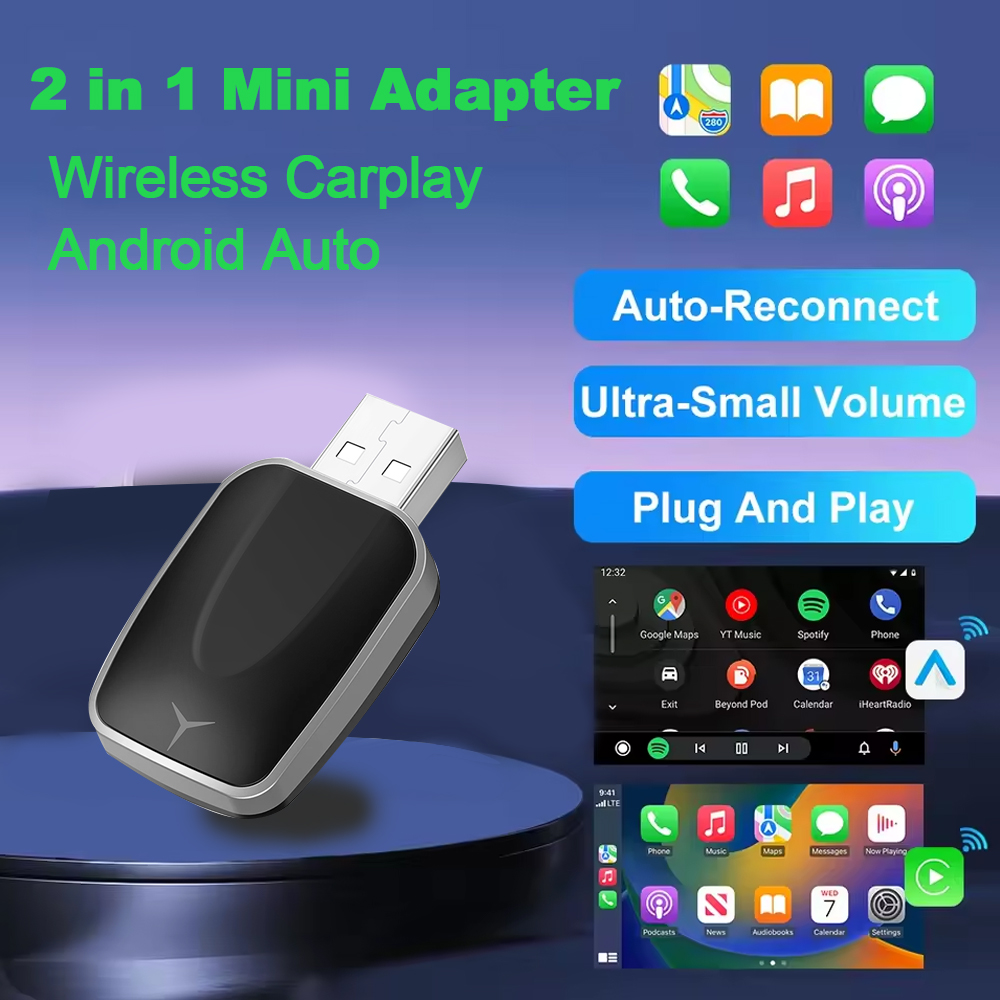 2 で 1 有線ワイヤレス Carplay Android 自動アダプターカーガジェットスマートボックスプラグアンドプレイ 5Ghz Wifi 高速接続