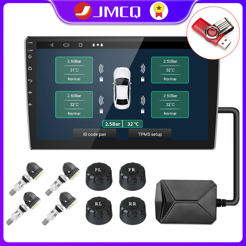 USB Android TPMS タイヤ空気圧監視システムディスプレイ警報システムカーナビゲーションカーラジオ用内部センサー 4-5 センサー