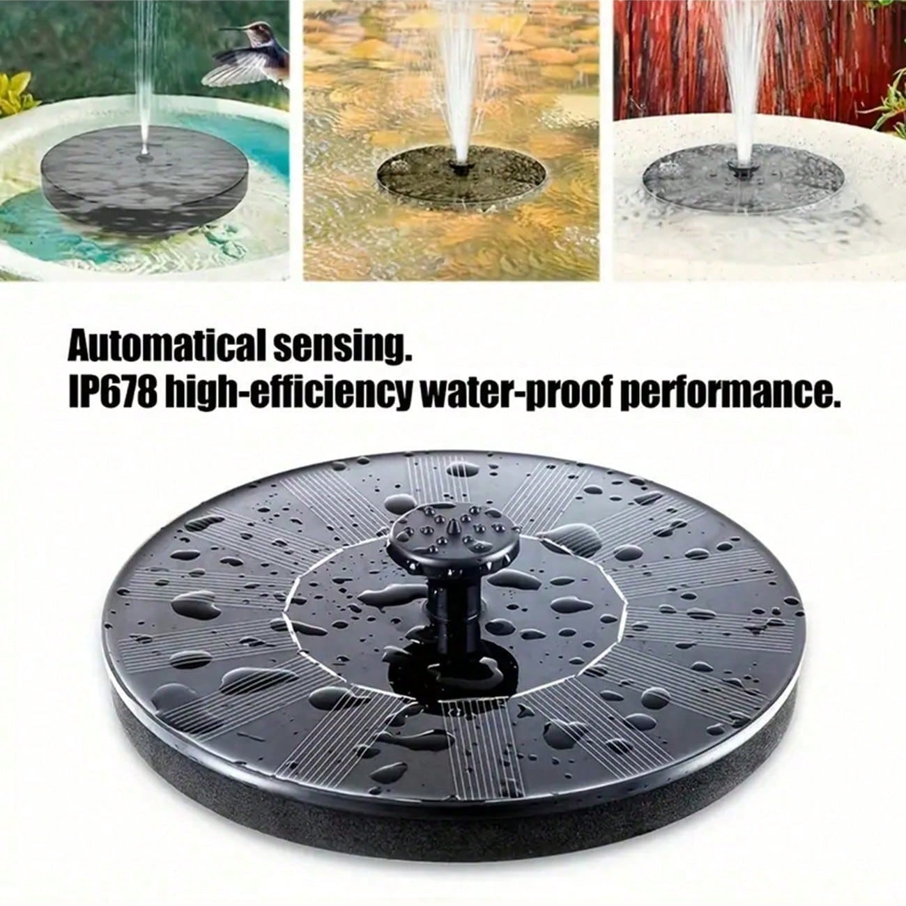 1pc ソーラーパワー噴水、鳥、蜂、蝶に適した屋外景観噴水ウォーターポンプ - 2 本の接続ロッドと 8 種類のノズルが含まれます、有線ソーラーパワー、バッテリー不要、Su
