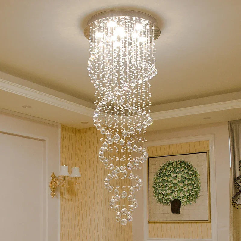 クリスタル Led ハンギングランプモダンな Led シャンデリア照明器具化粧台寝室用階段階段高級ホテルペンダントライト