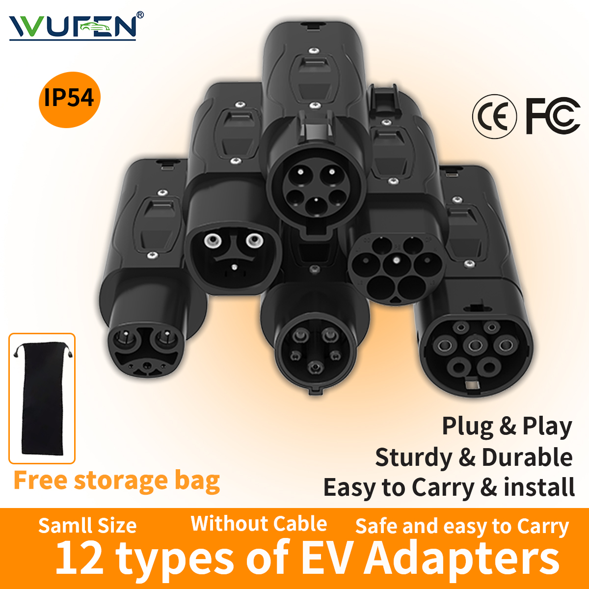 WUFEN グローバル 32A 電気自動車アダプター Type1 から Type2 充電器 AC Type2 から GB/T コンバータ GBT から Type2/Type1 電気自動車用