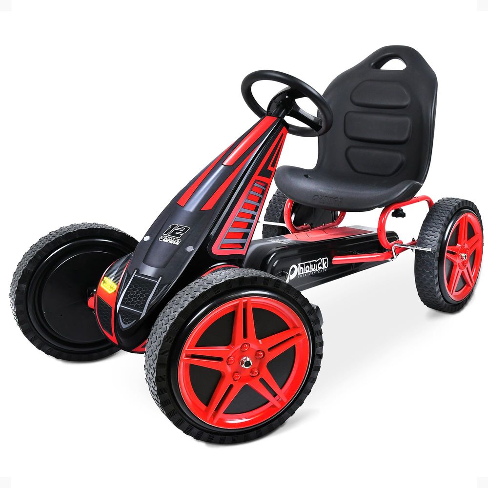 キッズペダルゴーカート、ハリケーン4輪バイクカート、ゴムタイヤ付き、対象年齢410歳、レッド屋外ライドオン自転車カート、ホイール付きB用