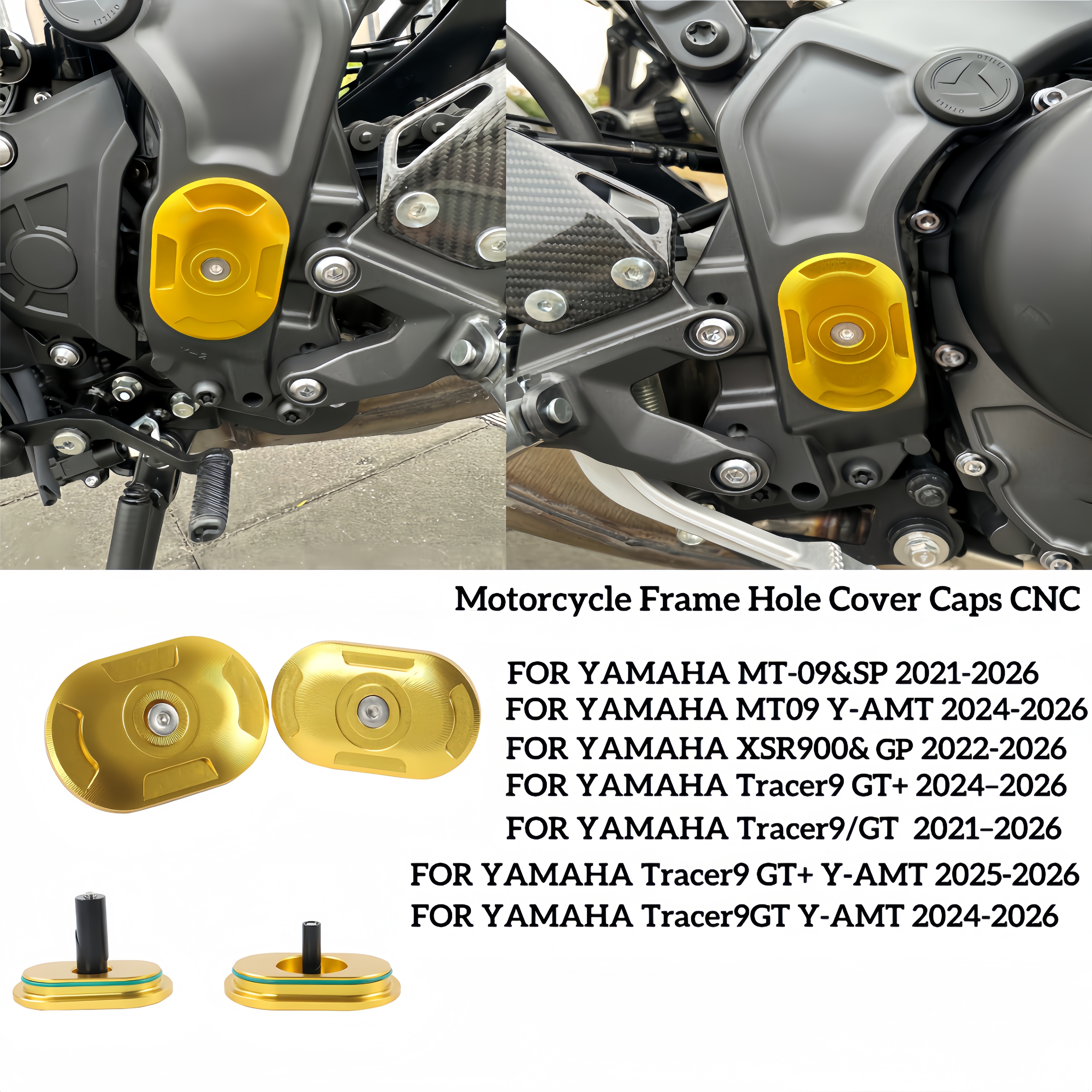 新しいオートバイフレーム穴カバーキャップ CNC ヤマハ MT09 MT09 SP MT09 Tracer9 GT Tracer9 GT Y-AMT XSR900 GP 2021-2026