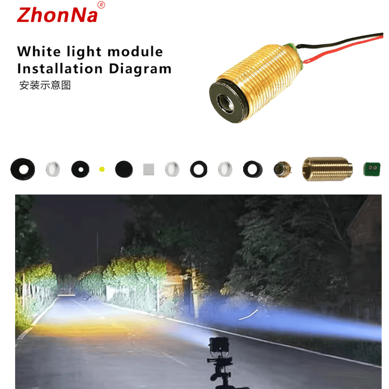 車用ライト、サーチライト、ビーム用ハイパワー白色レーザーモジュール - ミニ銅線、12V、青から白、高輝度
