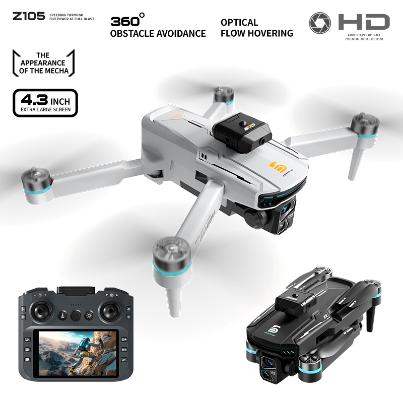 Z105 ドローン ジェスチャー コントロール ブラシレス 4.3 大画面 リモート 4K カメラ オプティカル フロー 360 障害物回避