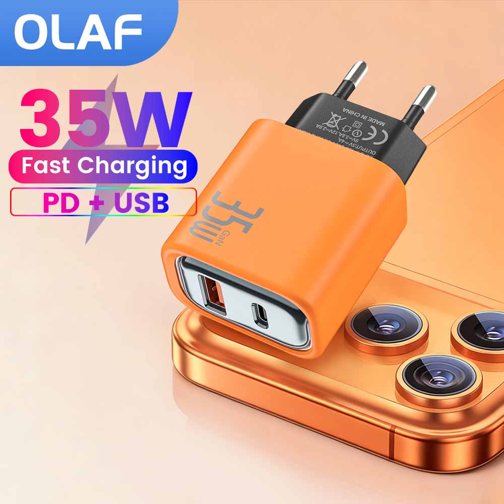 35 ワット充電器タイプ C アダプタ 2 ポート PD 20 ワット USB C 壁の充電器 iPhone 17 16 サムスン Xiaomi QC 3.0 高速充電電源アダプタ