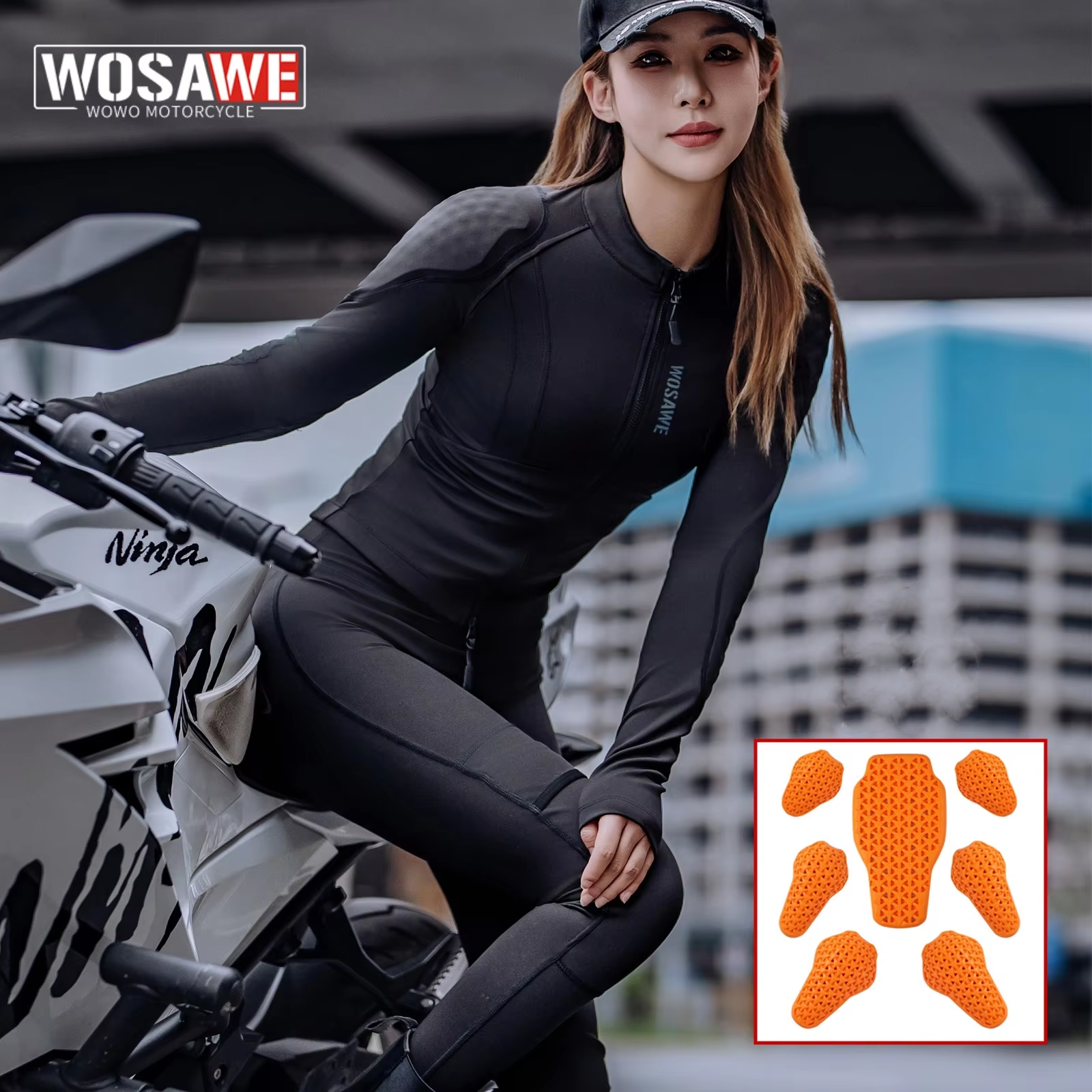 WOSAWE 女性オートバイジャケットパンツ四季通気性新モトモトクロスジャケットスーツツーリングバイク服
