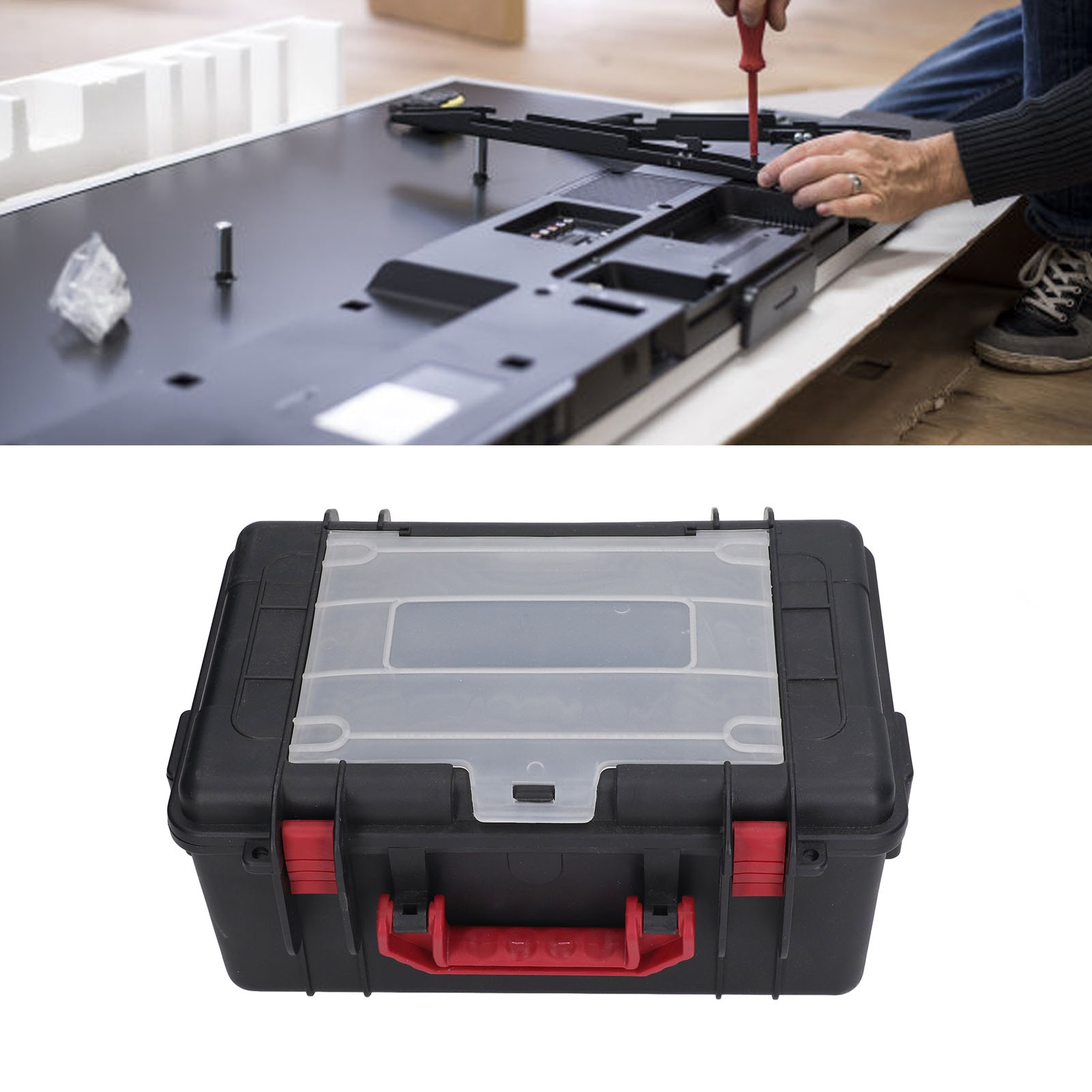 Black Multifunctional Hardware Tool Box Portable Plastic Storage Box for Parts Organization Portable Parts Box Storage Tool Box