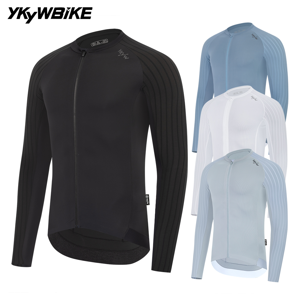 YKYWBIKE 2026 メンズ長袖サイクリングジャージ空力ラグランスリーブ速乾性ロードバイク自転車トップススリムフィット通気性