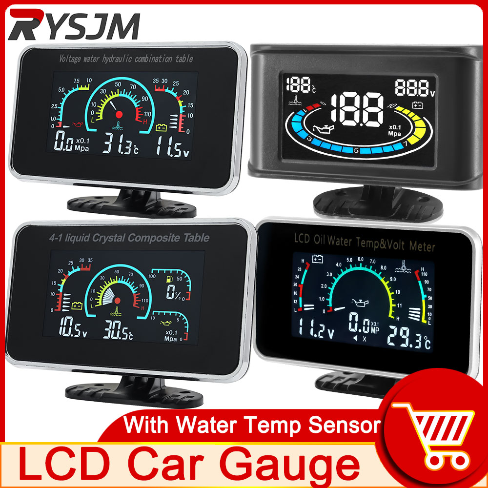 AD 12V 24V ユニバーサル LCD ゲージ水温計センサー 10 ミリメートル電圧計油圧計オートアクセサリー交換