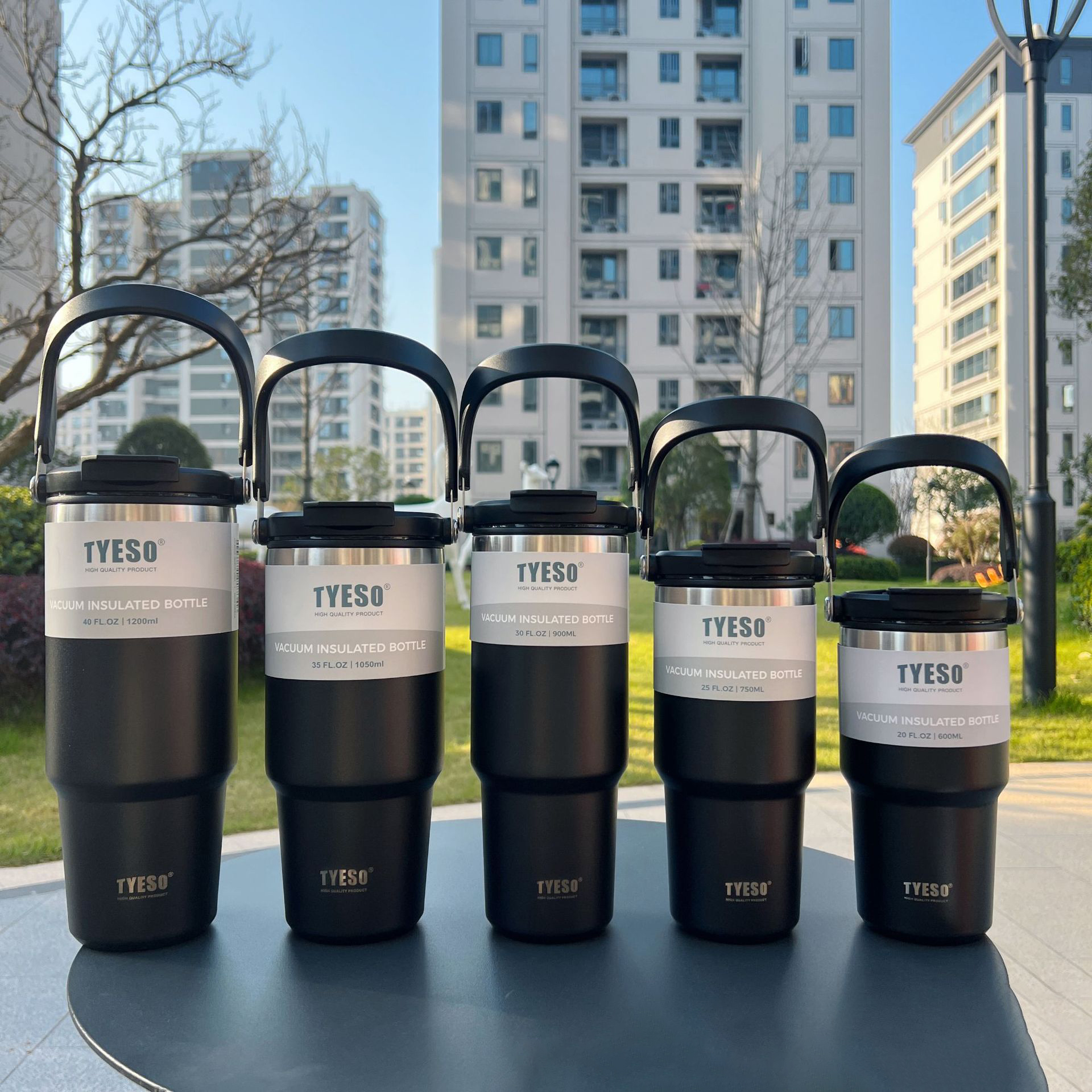 Tyeso 600/750/900/1050/1200ML ステンレス鋼魔法瓶ボトル車のコーヒーカップスポーツウォーターボトル保冷保温保温マグ