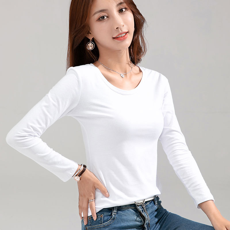 MRMT 2026 真新しい女性の Tシャツスリム純粋な綿 95% 女性の Tシャツ長袖女性のための薄い白トップス女性 Tシャツシャツ