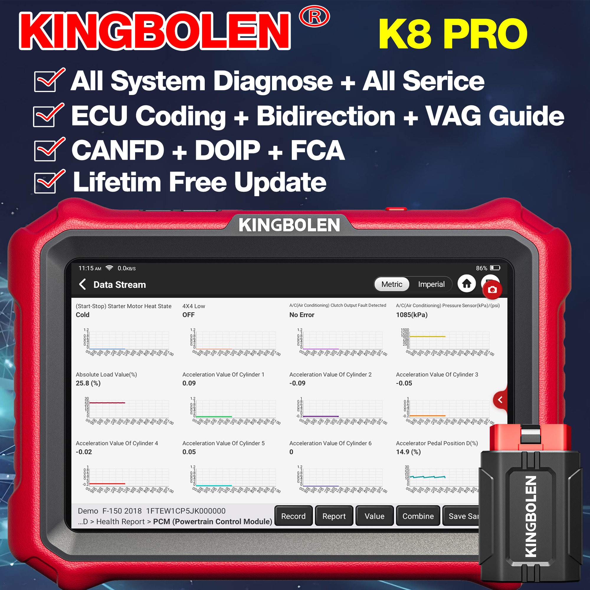 KINGBOLEN K8 PRO K8 ELITE 生涯無料アップデート車診断ツールオンライン ECU コーディング双方向オールサービス OBD2 スキャナー