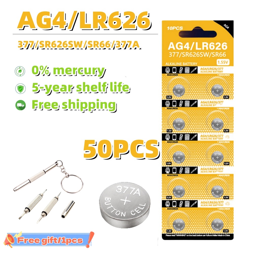 50-100 個 AG4 LR626 アルカリ時計バッテリー 377 SR626 177 626A 377A CX66W おもちゃ電卓車のキー時計ボタン電池