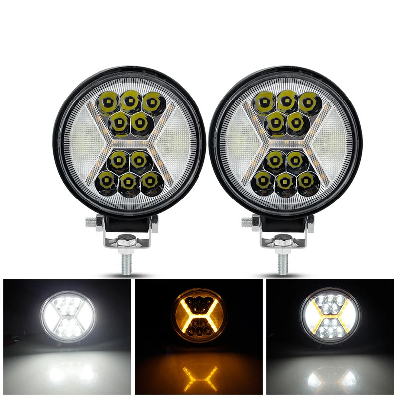 QIDEWIN 78 ワットラウンド LED ワークライトアンバー DRL ライト 12000LM フラッドスポットコンボビーム作業灯ポッドオフロード SUV トラック用