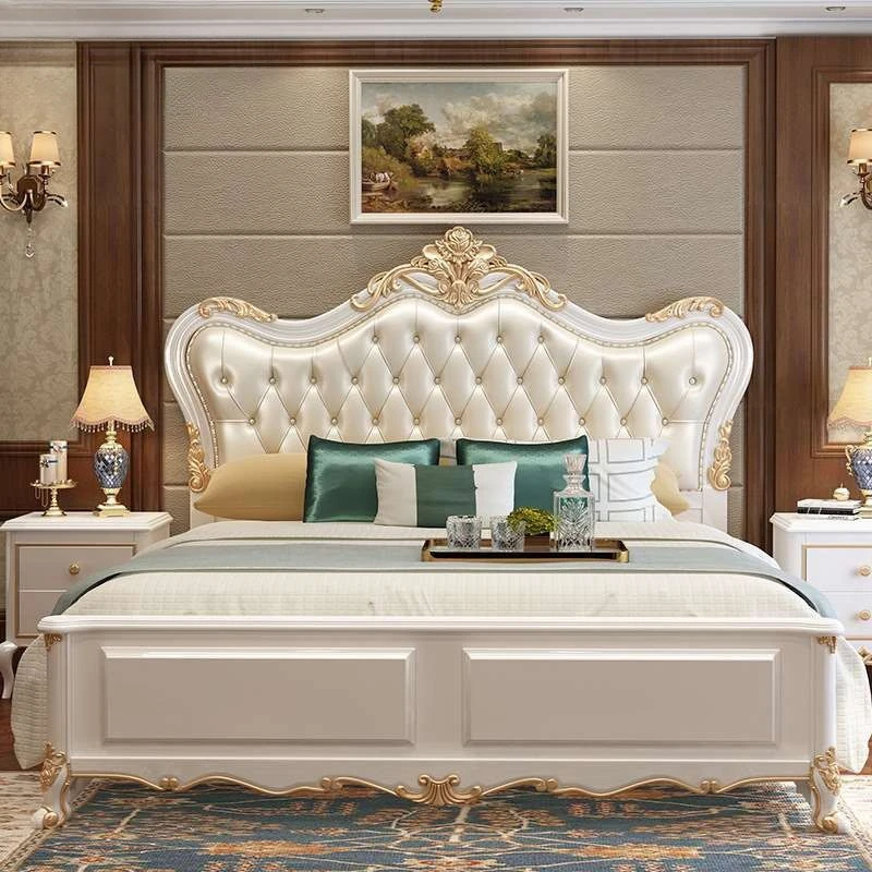 ヴィンテージモダンベッド Multifonction 北欧ユニークな女王フレンチベッドラウンジ Woode ヘッドボード Camas 結婚寝室の家具