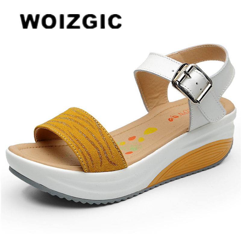 WOIZGIC レディース レディース 女性 本革 シューズ プラットフォーム サンダル ハイヒール 夏 クール ビーチ ビーチ サンダル 35-40 CDBY-5531