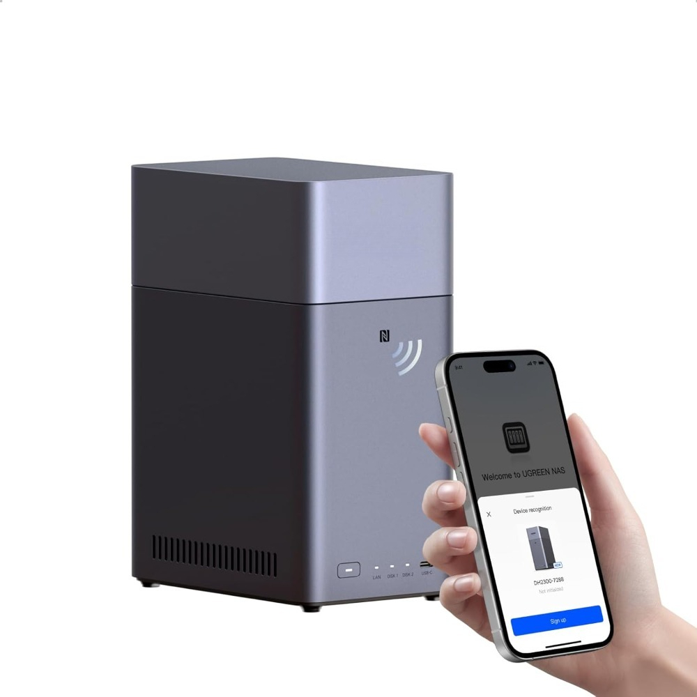 デスクトップ NAS 2 ベイ ディスクレス ネットワーク接続ストレージ 64 TB 容量 AI フォト アルバム 4GB RAM 1GbE 4K HDMI リモート アクセス 初心者