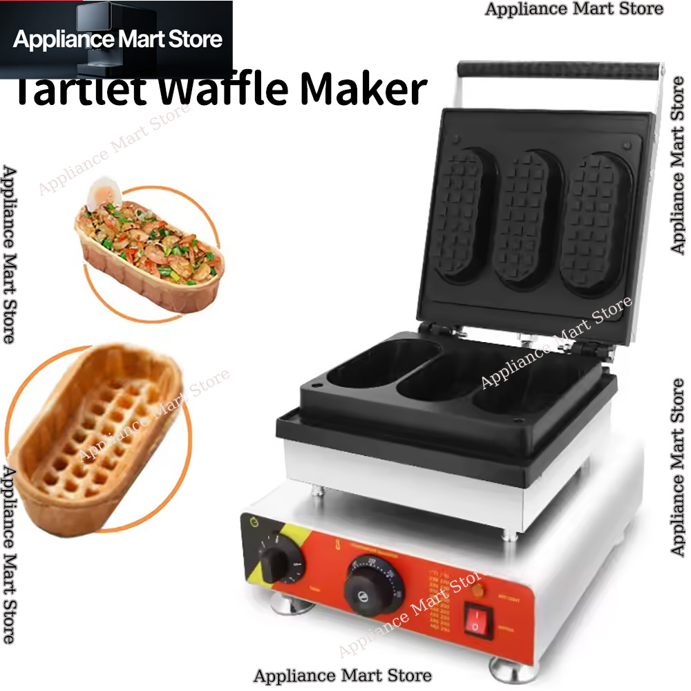 電気エッグタルトワッフルメーカー 1650 ワット 3 個食品タルトレット成形機ボート型ワッフルマシンピザボウルメーカー WHYY