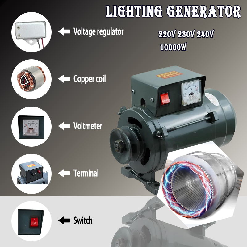 フリーエネルギー 10KW 5KW 永久磁石発電機 220V 230V 240V オルタネーター小型プーリー付きハイパワーダイナモ照明