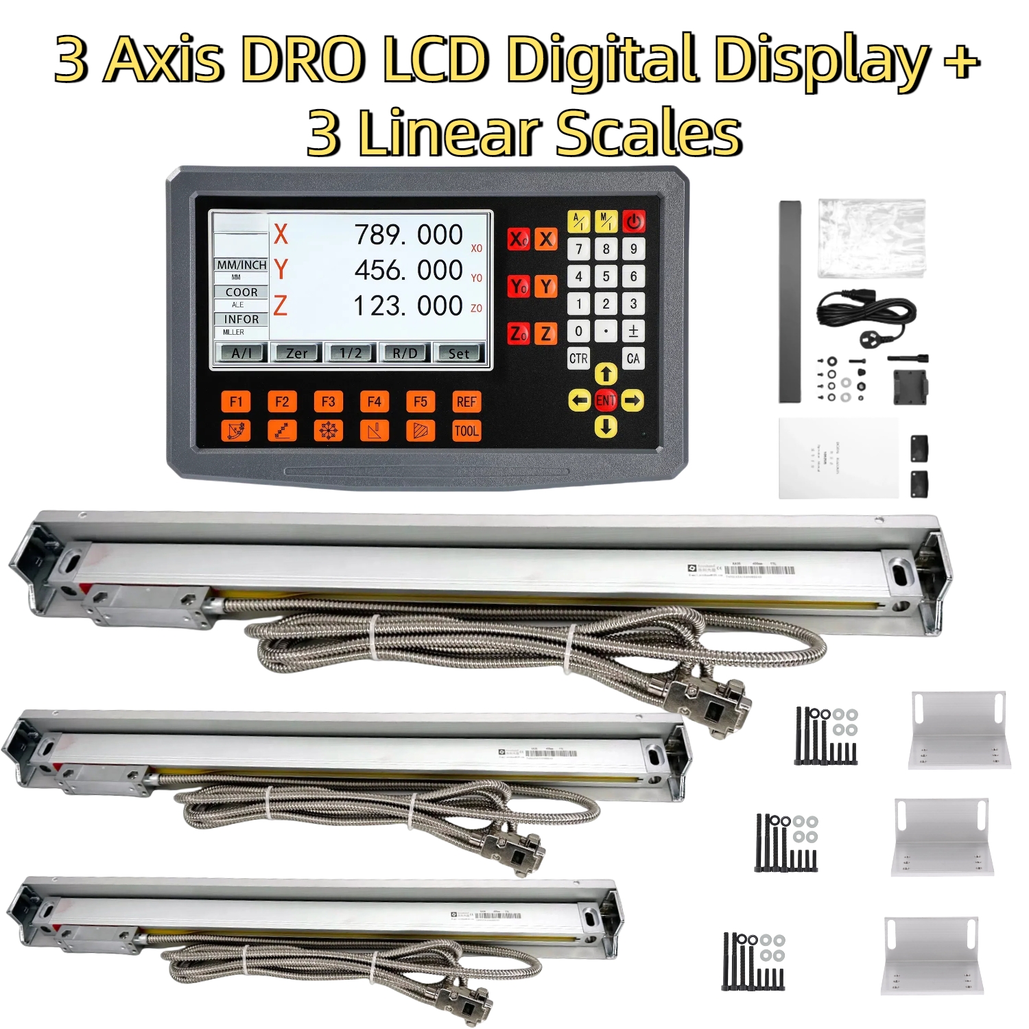 新しい SDS2-3VA 3 軸デジタル読み出しディスプレイ DRO キット 3 個 5um 光学定規リニアスケールエンコーダグライダーミル旋盤機