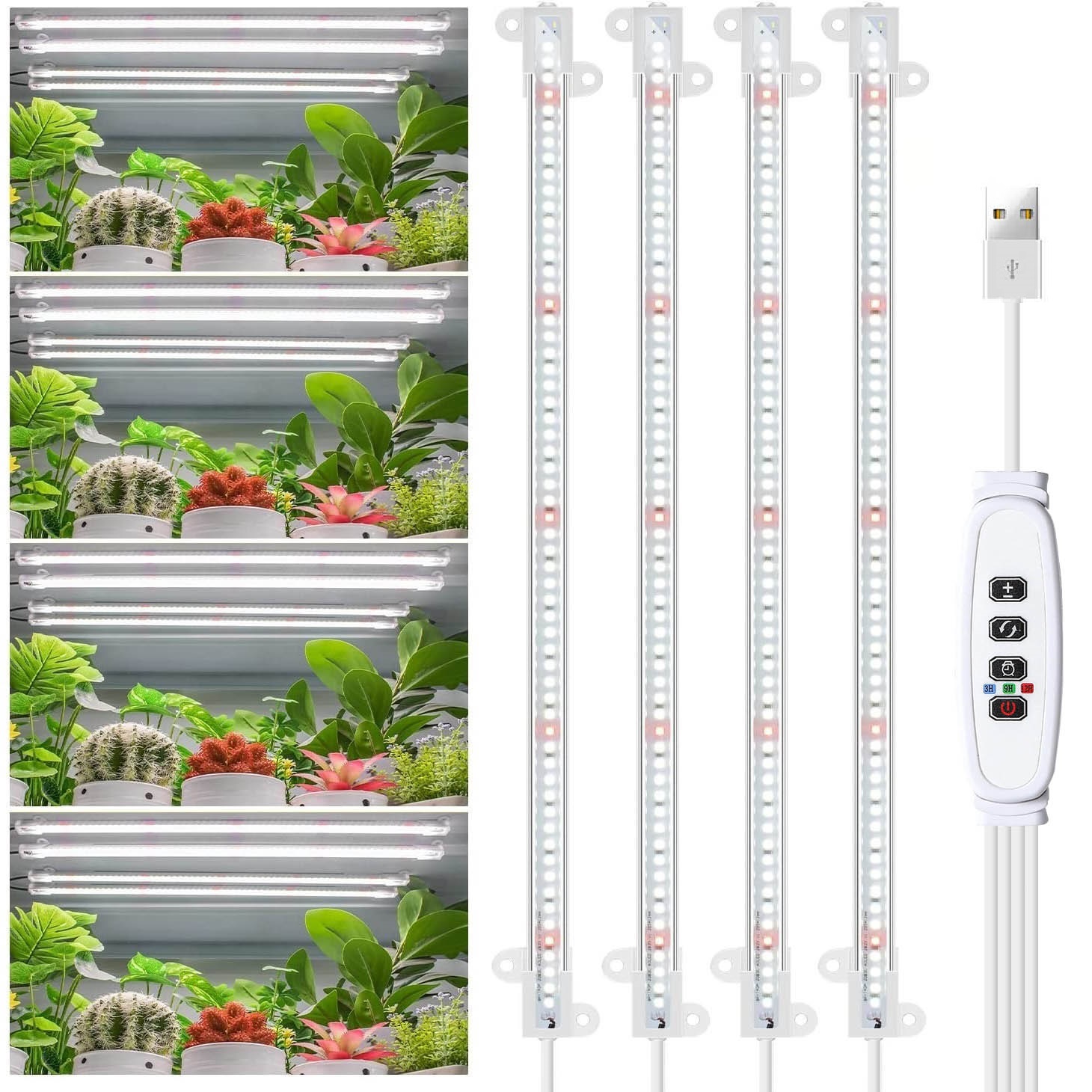 13インチ/33cm LED 成長ライトストリップ 屋内植物用 フルスペクトル LED プラントライト 自動オン/オフ 3/9/12H タイマー
