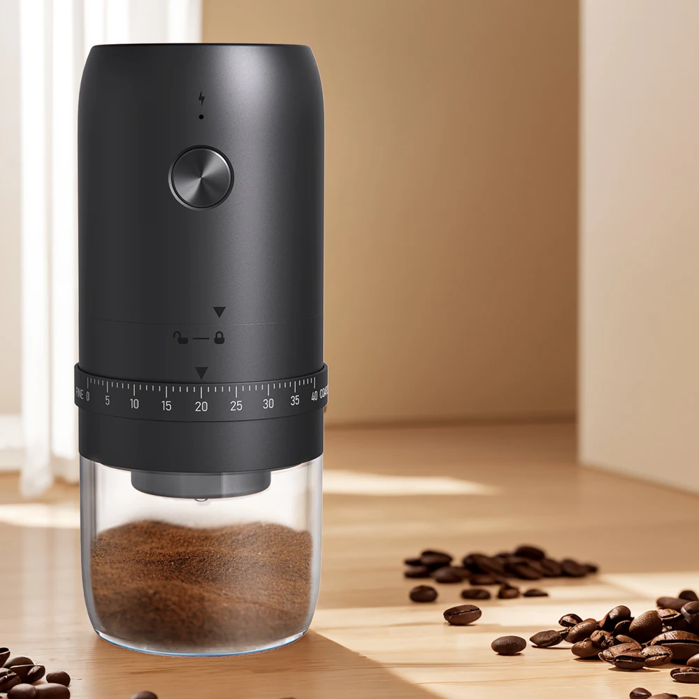 ワイヤレスコーヒーグラインダー、40段階の調整可能な挽き設定、ポータブル電動グラインダー、エスプレッソ、フレンチプレスに最適