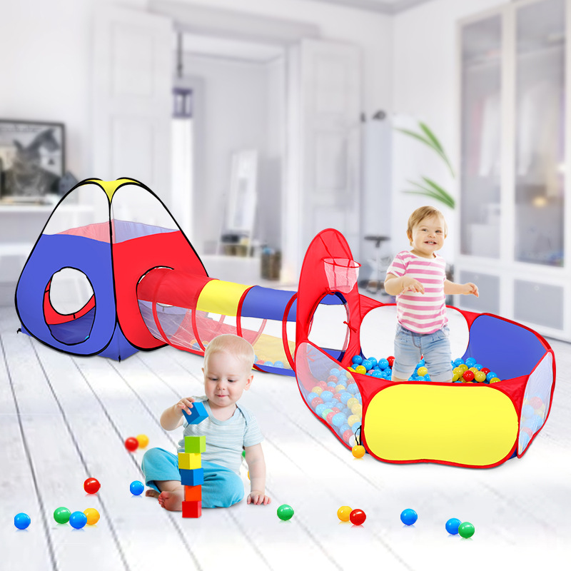 3In1 折りたたみ子供テントポータブル子供ベビーサークルボールプールピット子供ティピテントクロールトンネル屋内劇場ポップアップテント