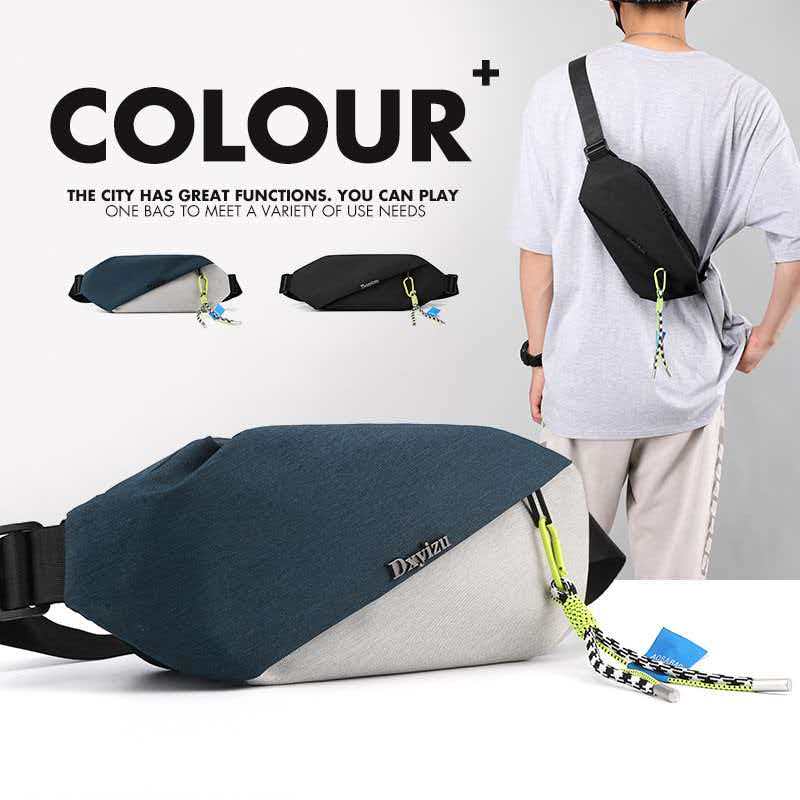 新しいショルダーバッグカジュアルメンズ作業服クロスボディチェストバッグ大容量学生シングルショルダートレンディなブランドスポーツバックパックc