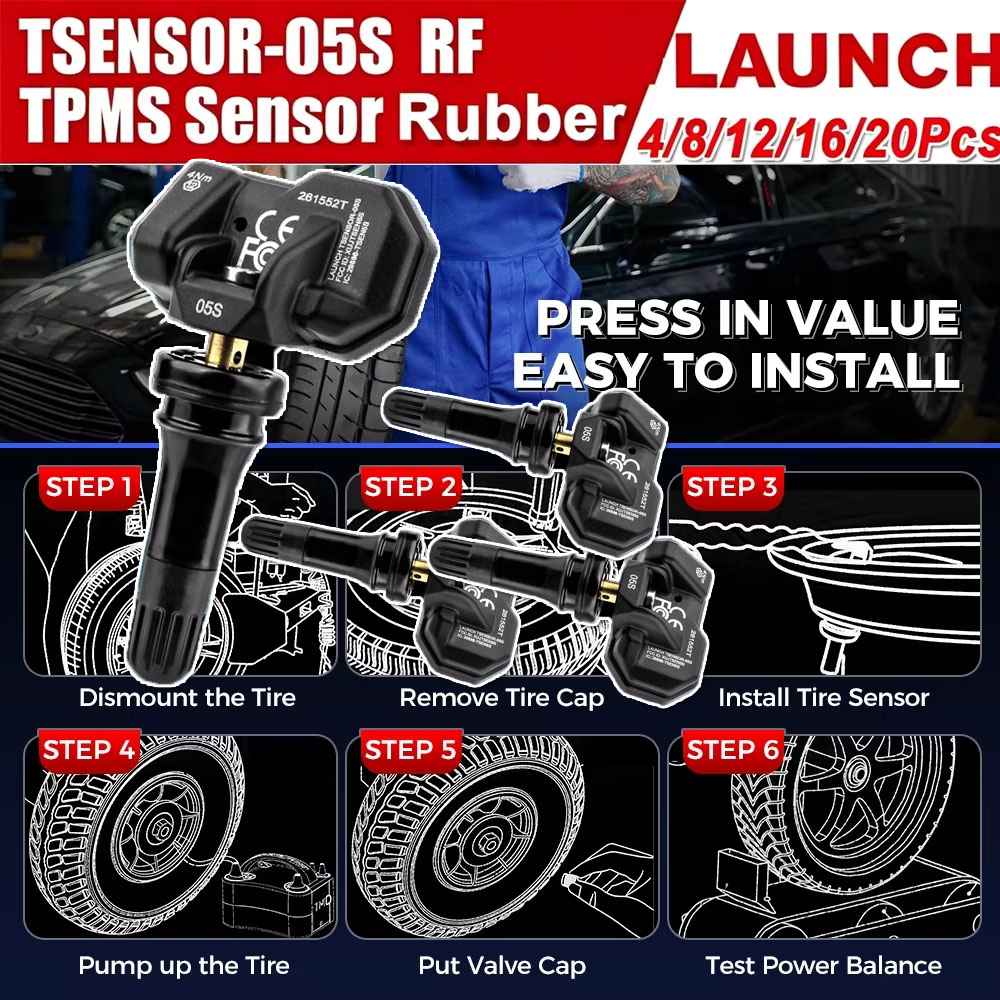 LAUNCH X431 ラバーセンサー NEW 2 in 1 TSENSOR-05S TPMS センサーは角度調整機能をサポート