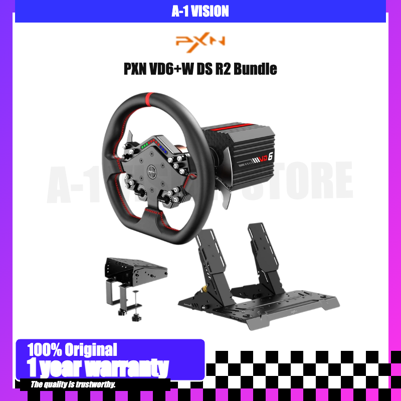 新しい PXN VD6 と WDS R2 バンドルゲームステアリングホイールサーボダイレクトドライブ 6Nm ベースホール磁気ペダルレーシングシミュレータフルセット