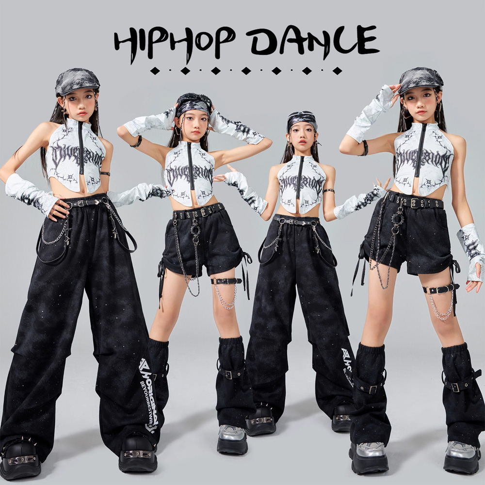 キッズ K-POP ステージ服ストリートジャズ衣装ガールズグループ音楽祭ジャズダンスコンテストセット滑走路ショー着用