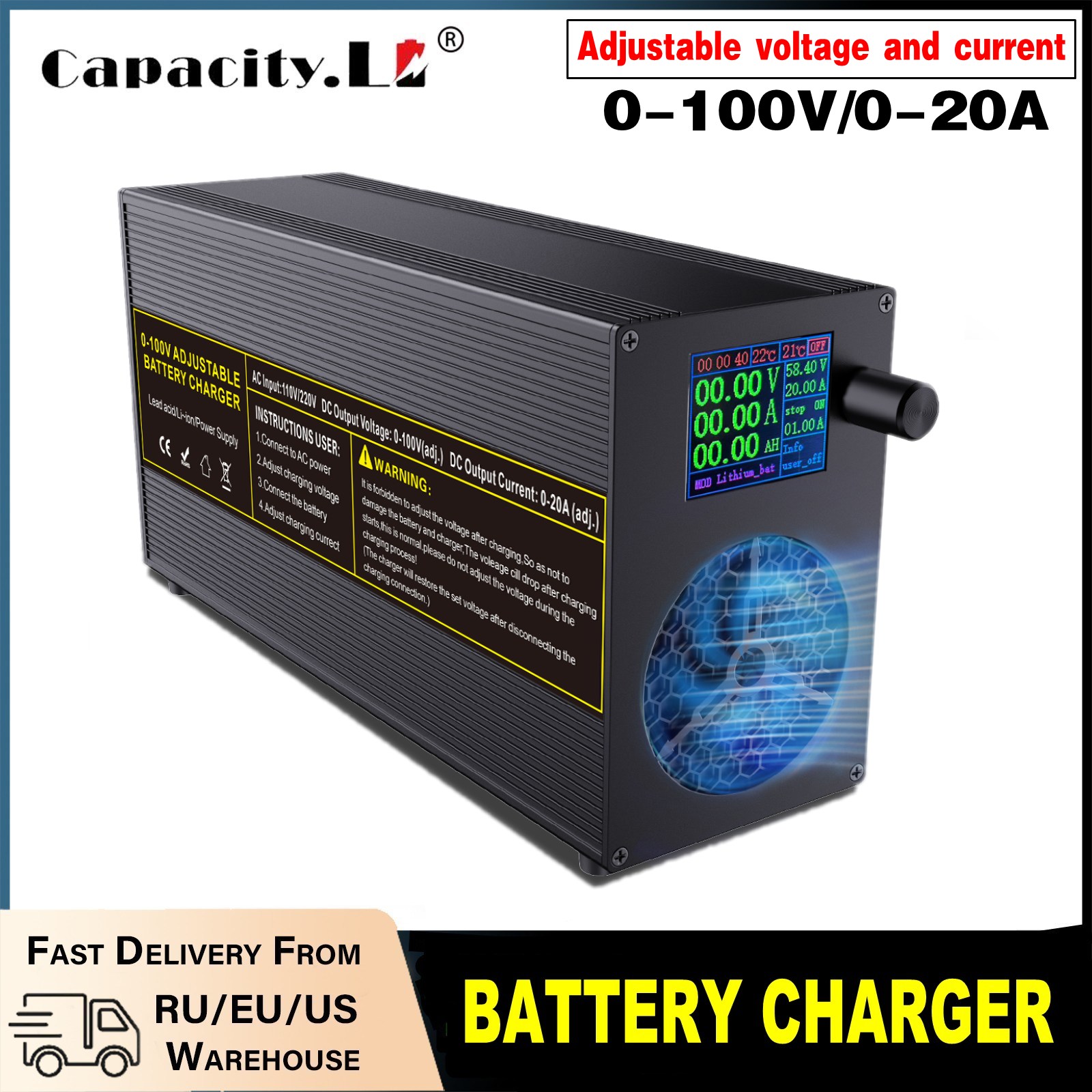 24V48v72v84v100V 12V LifePO4 充電器 40A 高速バッテリー充電器調整可能な 25A30A 高出力アダプター LifePO4 バッテリーに適しています