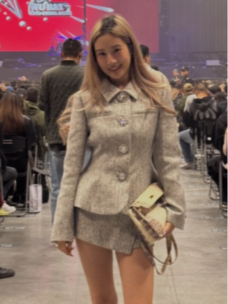エレガントな織りジャケットパーティードレススーツ女性ラペルボタンスリムジャケットロングストラップ A ラインドレス女性 2026 春セット女性新しい