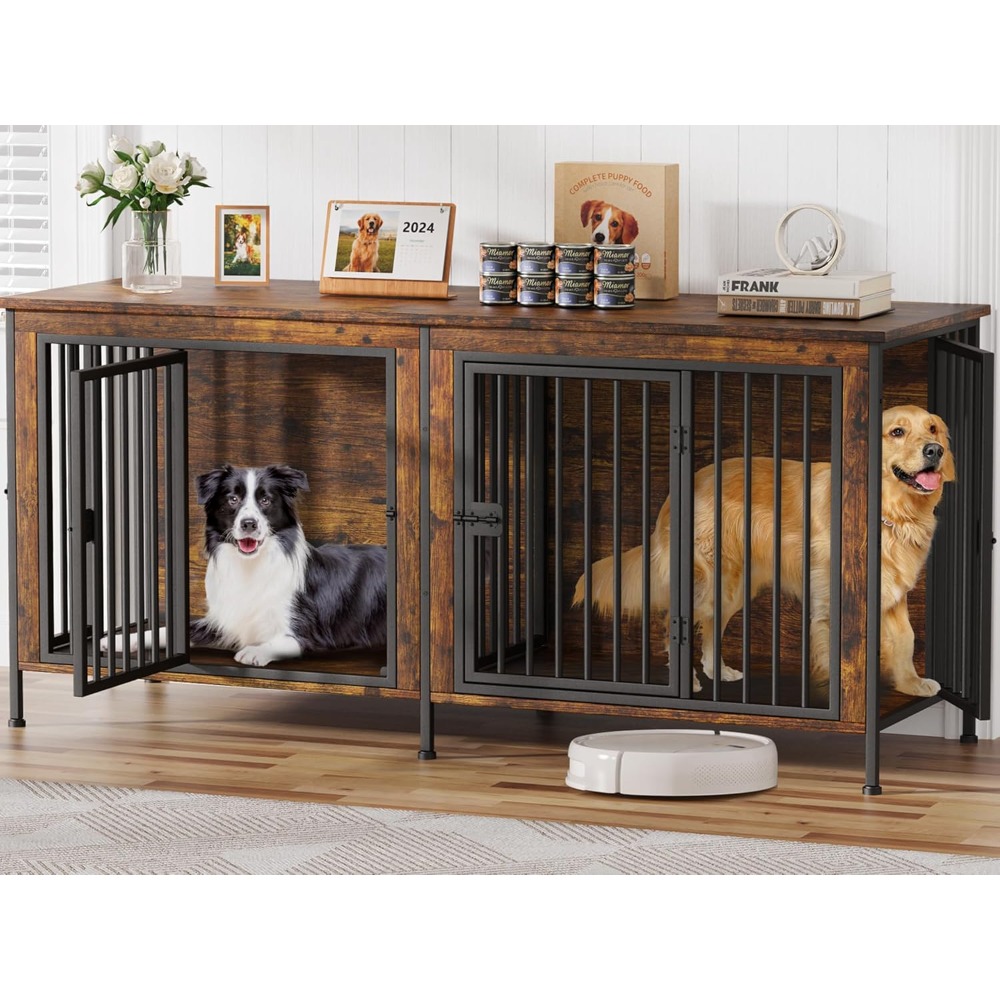 犬用の犬用クレート家具、小型/中型/大型犬用の頑丈なシングル/ダブル犬用クレート、犬小屋の家具、カスタマイズ