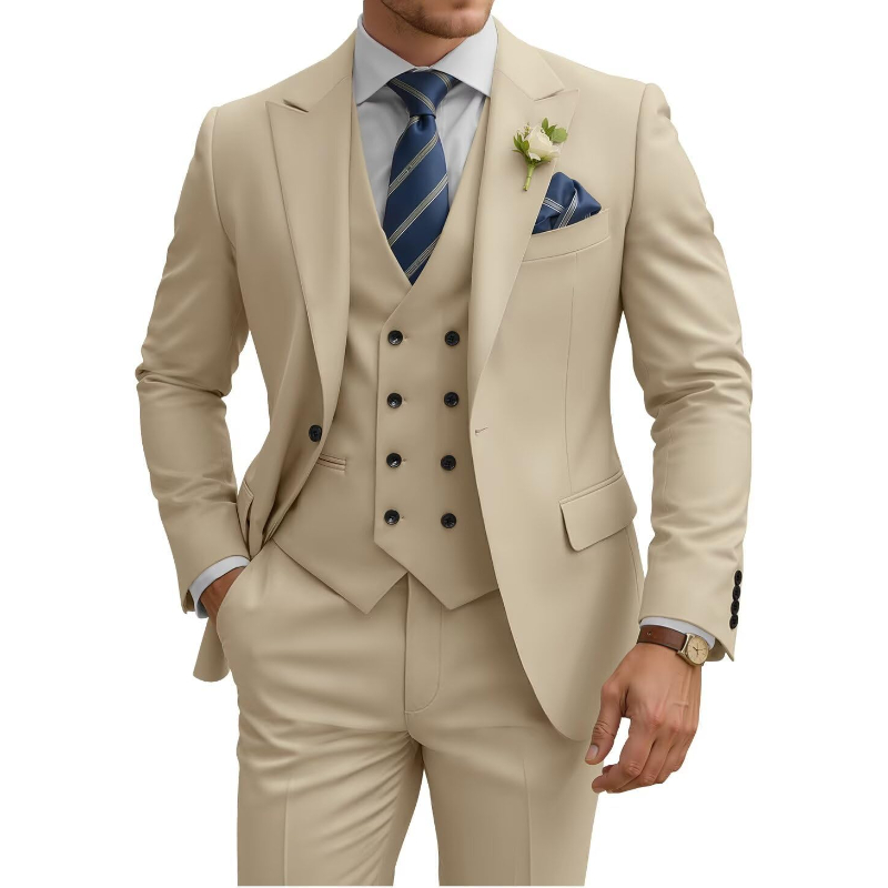 メンズ 3 ピース スリムフィット男性ダブルブレスト スーツ結婚式ウエディング スーツフォーマル ビジネス ディナー タキシード