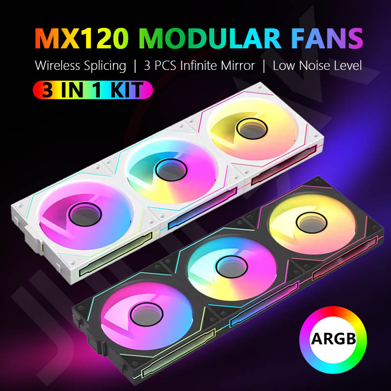 JUMPEAK MX120 360 ミリメートルモジュラーワイヤレススプライシング 120 ミリメートル PC ケース冷却ファン ARGB 無限ミラー光効果水クーラーファン