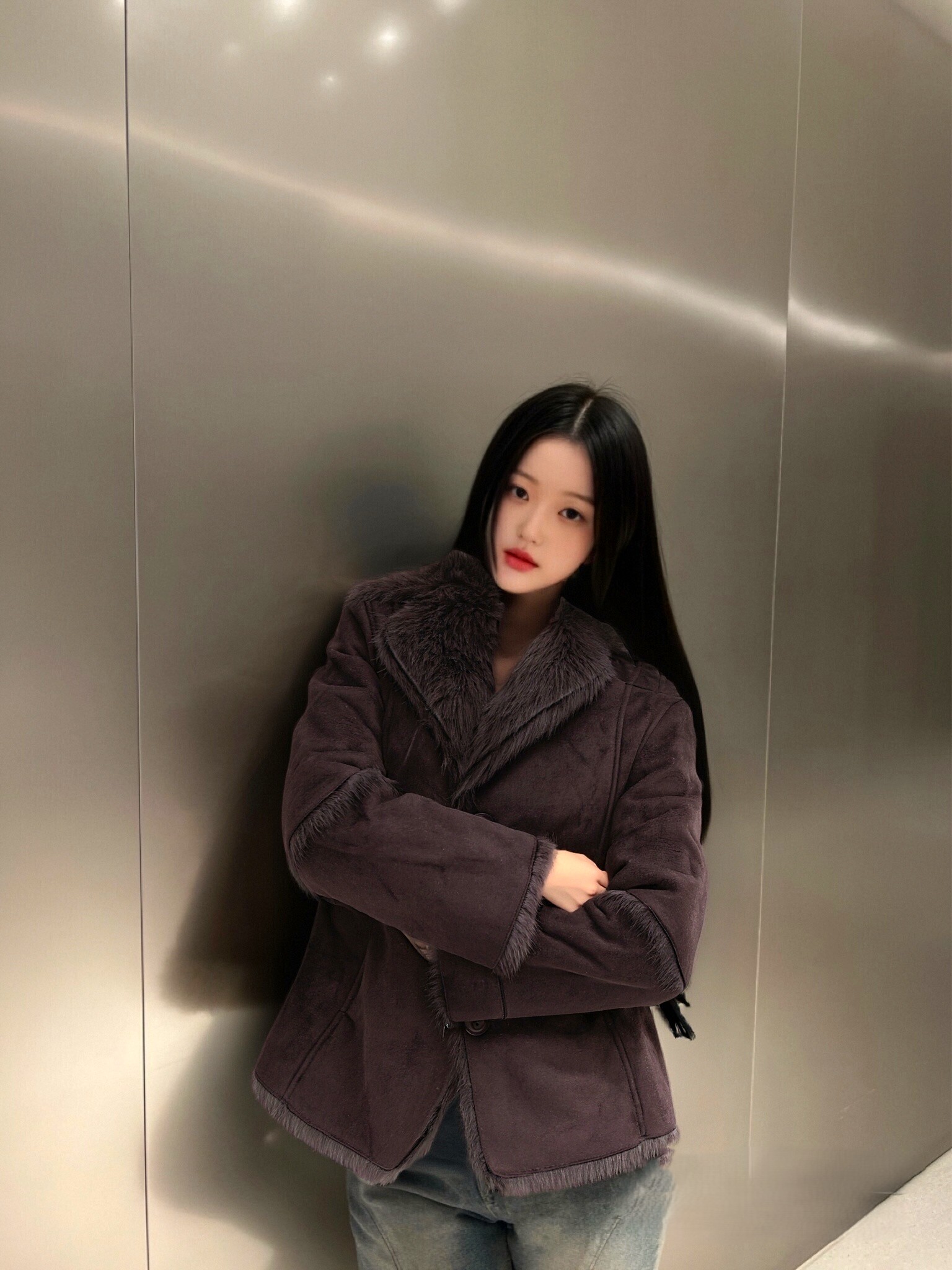 韓国スタイル ルーズ フィット襟ショート ファー レザー ジャケット暖かいアウター秋の新しいファッション多用途女性のカジュアル スタイル ロング ...